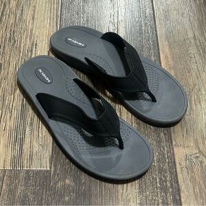 OKABASHI men's LL 9-10 black & gray flip flops summer water shoes USA made